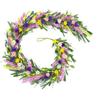 6.5 Ft Summer Spring Wildflower Garland Artificial Floral Garland for Mantle Daisy Floral Wisteria Vine Wreath Wild Flower Garlands for Mantle Wedding Arch Porch Table Farmhouse Outdoor Decor