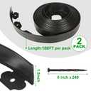 1.5 Inch x 200FT Garden Edging Border, Plastic Edging for Landscaping with 240pcs Spikes