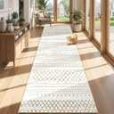 Runner Rug 2x8 Boho Geometric Area Rugs: Washable Kitchen Rug, Soft Non Slip Moroccan Long Hallway Rugs for Bedroom Bathroom Laundry Entryway Staircase Foyer(Brown,2X8)