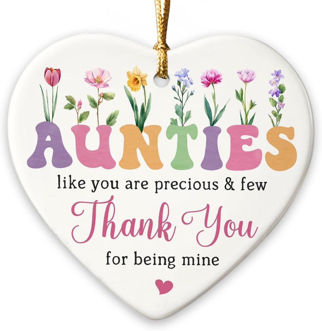 5 x Auntie Ornament 2025 - Auntie Christmas Ornament, Gifts for Aunt from Niece, Nephew for Aunts, Sister - Ceramic Ornaments Xmas Decoration Idea for Great Aunt