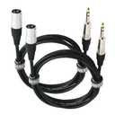 XLR to 1/4" TRS Jack Cable - 3ft, 6.35mm TRS to XLR Male, Quarter Inch TS Male Balanced Interconnect Wire Mic Cord, 2Pack