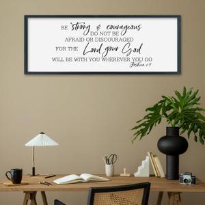 SRSZHIYUE Christian Wall Decor Be Strong And Courageous Bible Verse Sign 32"12" Large Scripture Joshua 1:9 Religious Prayer Faith Inspirational Quotes for Modern Living Room Hanging Plaque (Black)