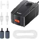 Pawfly Aquarium Air Pump Oxygen Pump for 10-200 Gallon Fish Tanks Buckets Dual Outlet Adjustable Ultra Quiet Aerator Pump with Accessories