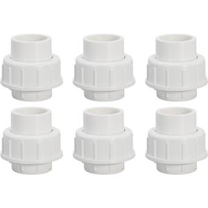 3/4" PVC Union Coupling Pipe Fitting PVC Adapter Schedule 40, EPDM O-Ring, 3/4 inch Slip Coupling Fitting (Socket x Socket), 6 Pack, White