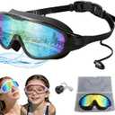 Summer Reflective Swim Goggles, Leak-proof Anti Fog Clip on Clear Swimming Eye Goggles for Women Men