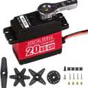 20KG RC Servo High Torque Servo Motors, Waterproof Full Metal Gear Steering Servo for 1/6 1/8 1/10 1/12 RC Car Robot DIY, Digital Servo with 25T Servo Horn, Control Angle 180