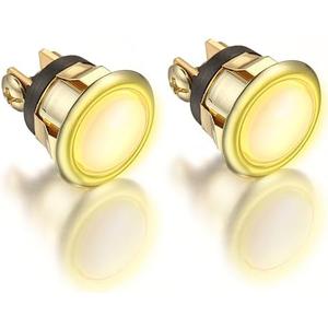 Dreyoo 2 Pack Lighted Doorbell Button Replacement, Easy to Install Wired Doorbell Button Push Door Bell Ringer Kit Round Rim with Lighted Center(Gold, Yellow Light)