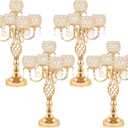 5-Arm Crystal Candelabra Centerpiece 23.2" Tall - Elegant Candle Holder Stand with Crystal Bowl, Chic Table Decor for Weddings, Parties, Anniversary & Home Decoration (4, Gold)