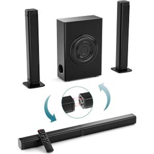 GEOYEAO Sound Bars for TV with Subwoofer, 2.1ch Home Audio Speaker & 3D & 240W Deep Bass Subwoofer Bluetooth 2-in-1 Detachable TV Surround Sound Speaker System