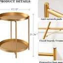 TeoKJ 2 Tier Gold Side Table, Folding Round Metal End Table Small Nightstand with Two Removable Tray for Bedroom Living Room Small Spaces Bedside Gold, 17.1d X 17.1w X 21.2h in