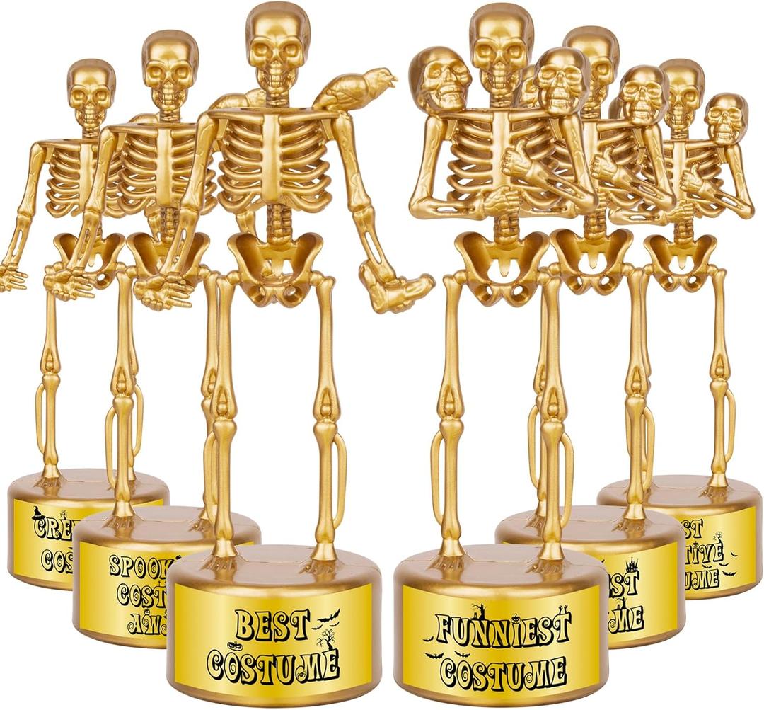 Halloween Trophy Skeleton Trophies for Kids Adults, 6 Pack Halloween Skeleton Funny Trophy Plastic Tropies for Contest Awards, Halloween Party Prizes for Adults Party Supplies