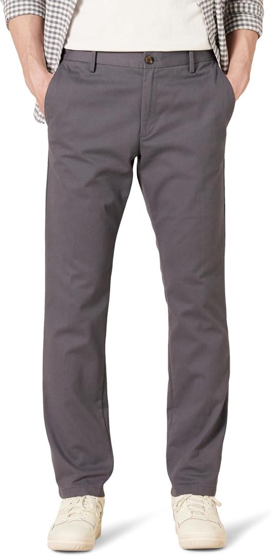 Amazon Essentials Men's Slim-Fit Wrinkle-Resistant Flat-Front Chino Pant (Gray) 35WX28L