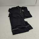 Amazon Essentials Women's Cotton Modal Long-Sleeve Shirt and Full-Length Bottom Pajama Set (Medium, Black)