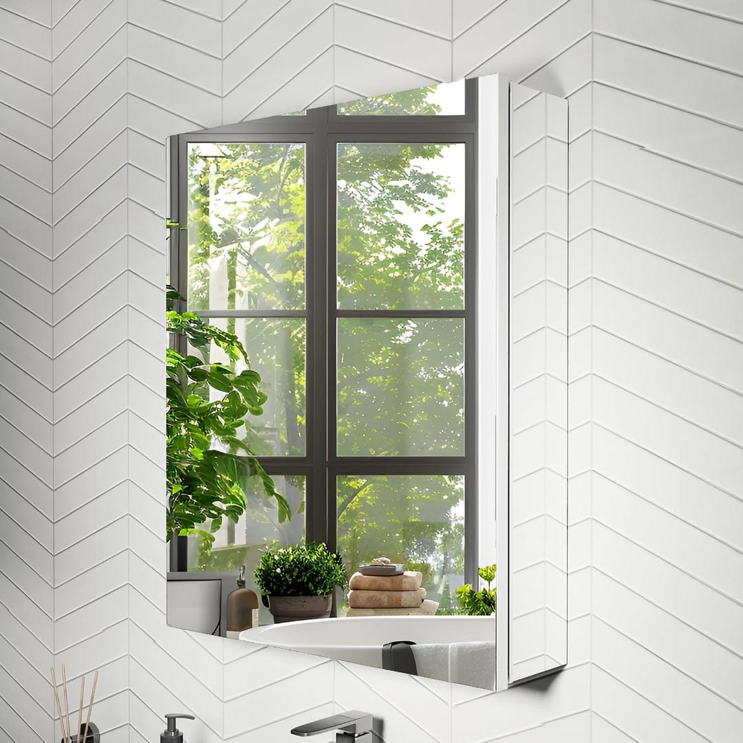 20x24 Inch Recessed Medicine Cabinet with Mirror, Aluminum Medicine Cabinet Mirror, Recessed or Surface Mount with 2 Adjustable Shelves Storage Organizer, Pre-Assembled Door, Soft-Closed System, 20"x24" Standard