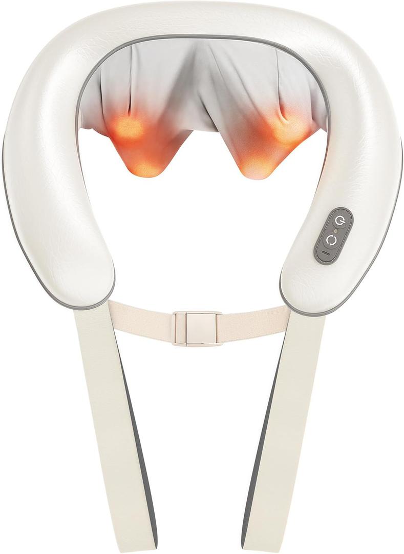 Bear Shiatsu Neck and Back Massager with Heat: Cordless Deep Tissue Neck Shoulder Massager for Pain Relief Portable 4D for Home Office & Car Use - Gifts for Women Men Mom Dad