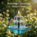 2026 New Solar Cascade Hanging Bird Bath Fountain Outdoor Bowl Bird Bath with Solar Pump, Large Hanging Fountain for Hummingbirds, Gardens, Patio & Backyard (Blue)