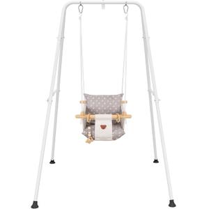 Baby Swing with Stand, Swing Set for Infant, Outdoor Indoor Swing Set with Canvas Cushion Seat (White) Baby Swing with Stand, Swing Set for Infant, Outdoor Indoor Swing Set with Canvas Cushion Seat (White)