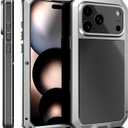 Marrkey Compatiable with iPhone 17 Pro Max Case,360 Full Body Protective Cover Heavy Duty Shockproof [Tough Armour] Aluminum Alloy Metal Case with Silicone Built-in Screen Protector - Silver