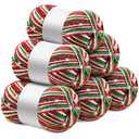 Timgle 6 Pcs Skeins Christmas Yarn for Crocheting 186 Yard Christmas Glitter Yarn Soft Each 100g/ 3.53 oz Knitting Crocheting Gift Craft Project Assorted Starter (Mixcolor Red Green White)