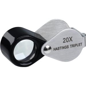 Hasting 20x Jeweler Loupe Triplet Loop Magnifier Mini Optical Glass Magnification Gem Tool, Stamp and Coin Collector, Watch Circuit Board Repair