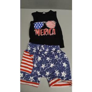 Toddler 4th Of July Outfit Boy Summer Setss Lincoln Sleeveless Top+American Flag Short 2pcs Memorial day Sets 18-24 M