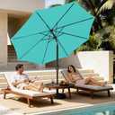 MEWAY 9ft Patio Umbrella Outdoor Table Umbrellas with Push Button Tilt and Crank, Market Umbrella 8 Sturdy Ribs for Deck, Garden, Pool and Backyard, Teal