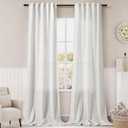 Solid Off White Curtains 96 Inches Long 2 Panels Back Tab Sheer Linen Curtain Modern Farmhouse Coastal Decor White Cotton Textured Gauze Curtains 96 inch Length for Patio Sliding Door Office Bedroom