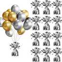 12PCS Balloon Weight Metallic Heavy Solid Balloon Pendant Pack Holder For Table Centerpieces Birthday Wedding Chrismas Party Decoration (Metallic Silver)