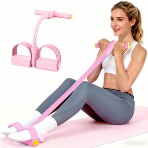 Pedal Resistance Bands with Handles, Upgrade 6-Tubes Manual Tension Training Pedal, Natural Rubber Foot Pedal Resistance Bands, Multifunction Fitness Bands for Abdomen, Waist, Arm, Leg