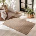 ISAENNE Vintage Soft Dark Brown Foyer Rugs for Entryway,Square Throw Rug with Washable,Non-Slip Comfortable Dirt-Resistant Weave Carpet for Living Room Bedroom Kitchen,2.3 x 2.3 Ft