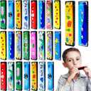 24 Pcs Kids Harmonica,Cartoon Harmonica Toy with Double Row,16 Holes Toddler Harmonicas for Beginners' Musical Instrument Toy,Party Favors,Goodie Bags,Gifts