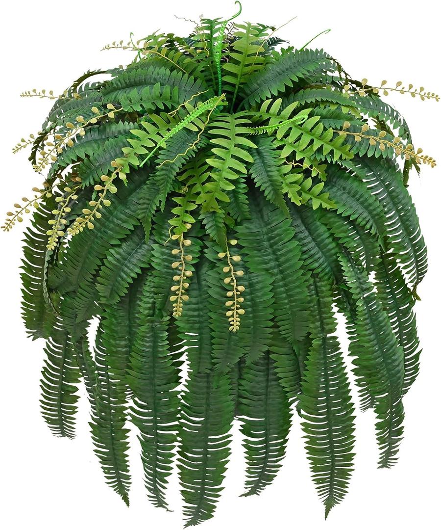 Livole 67" Fake Ferns Large Artificial Plants Outdoor, Artificial Ferns for Outdoors Large Faux Boston Fern with 99 Branches Realistic UV Resistant for Planter Home Garden Porch Hanging Decor, 1 Pc