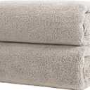 POLYTE Quick Dry Lint Free Microfiber Bath Sheet, 35 x 70 in, Pack of 2 (Beige)