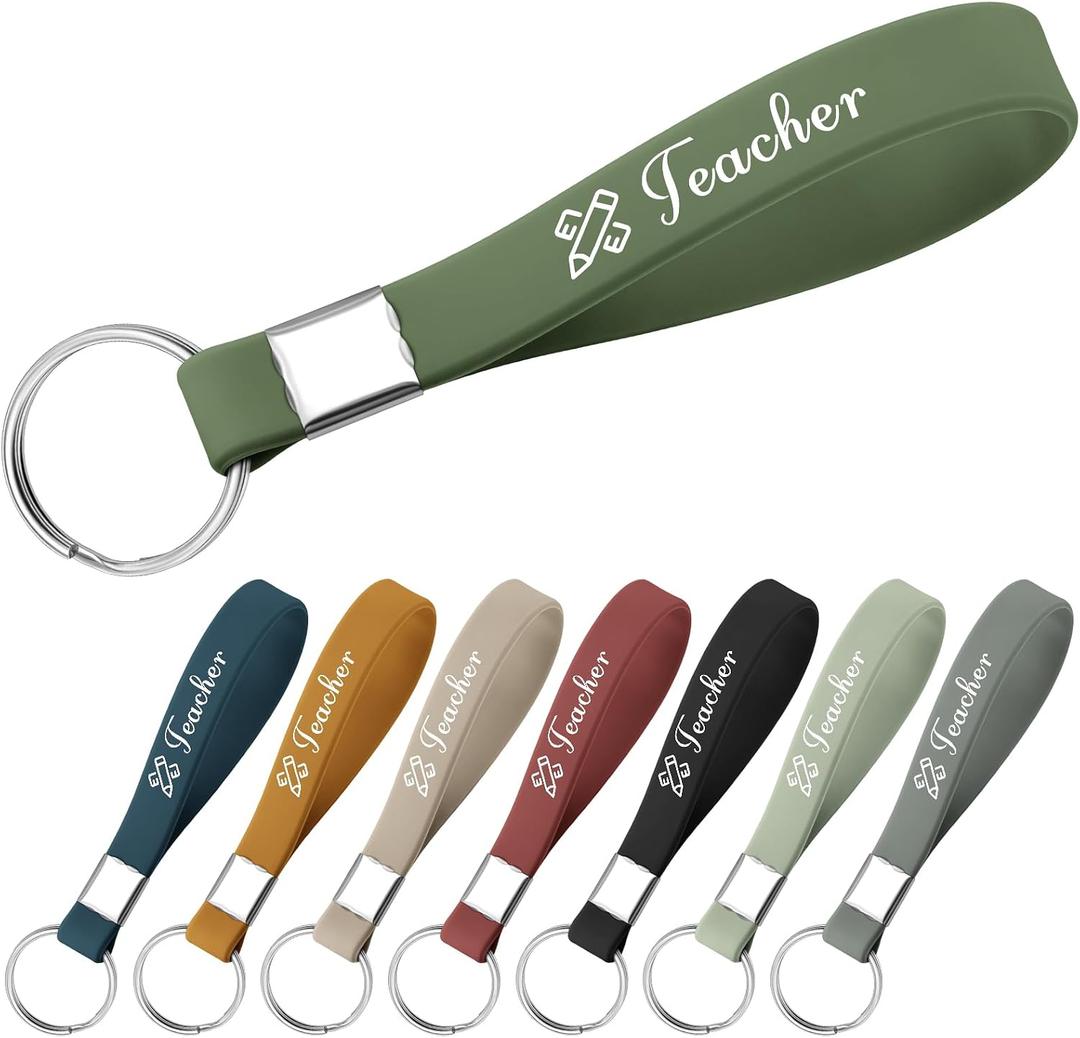 2 x 8 Pcs Teacher Appreciation Gifts Keychains Thank You Gift for Teacher from Student Appreciation Gifts Retirement Gift for Teachers Women Silicone Keychains Graduation Back to School Teachers Day