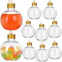MAGICLULU 10Pcs Christmas Drink Balls, Fillable Booze Balls Ornament Clear Plastic Xmas Tree Ornaments for Drinks Water Candy Party DecorationGold 100ML