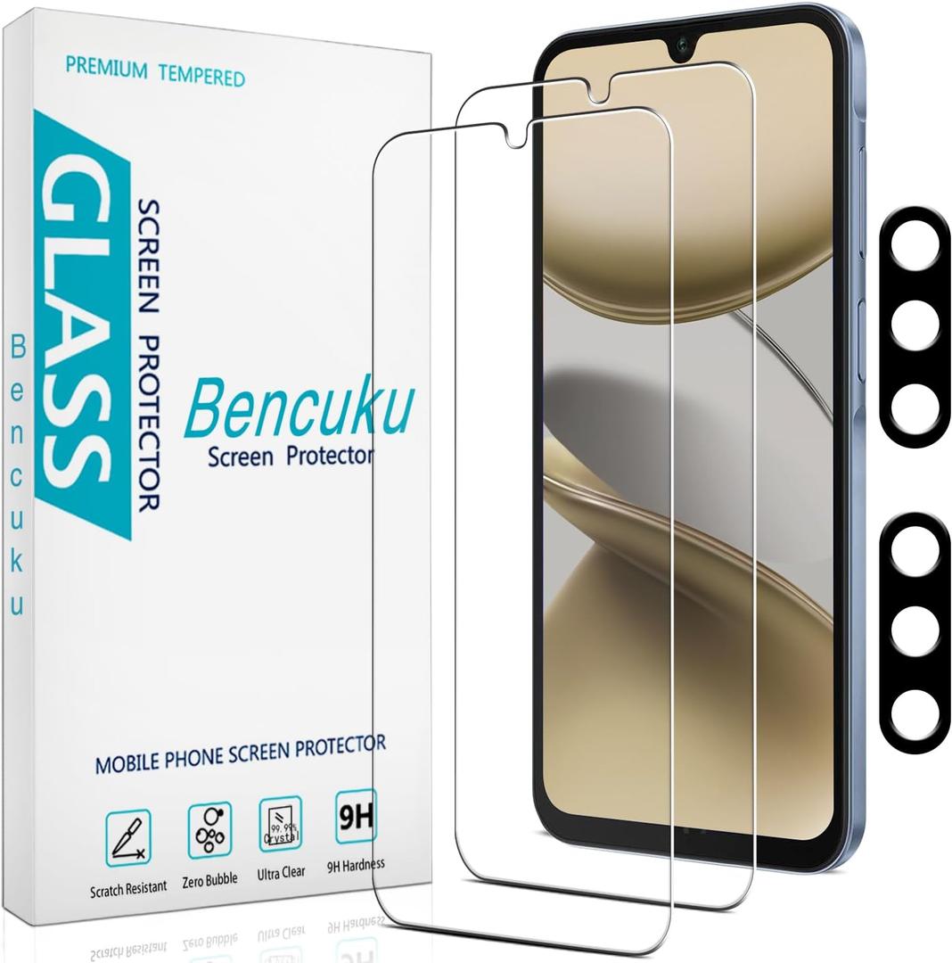 (2+2 Pack) Screen Protector for Samsung Galaxy A16 5G Tempered Glass with Camera Lens Protector, Anti Scratch, Bubble Free