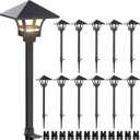 SUNVIE 12-Pack LED Low Voltage Pathway Lights 5W Warm White with Connectors, 5.98"L x 5.98"W x 20.7"H