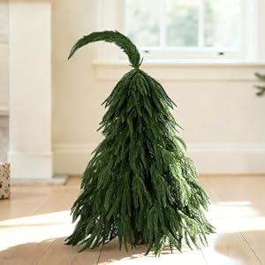 Tabletop Norfolk Pine Christmas Tree, 3FT Green Mini Artificial Christmas Tree with Norfolk Branch, Small Xmas Tree for Christmas Holiday Indoor Decoration