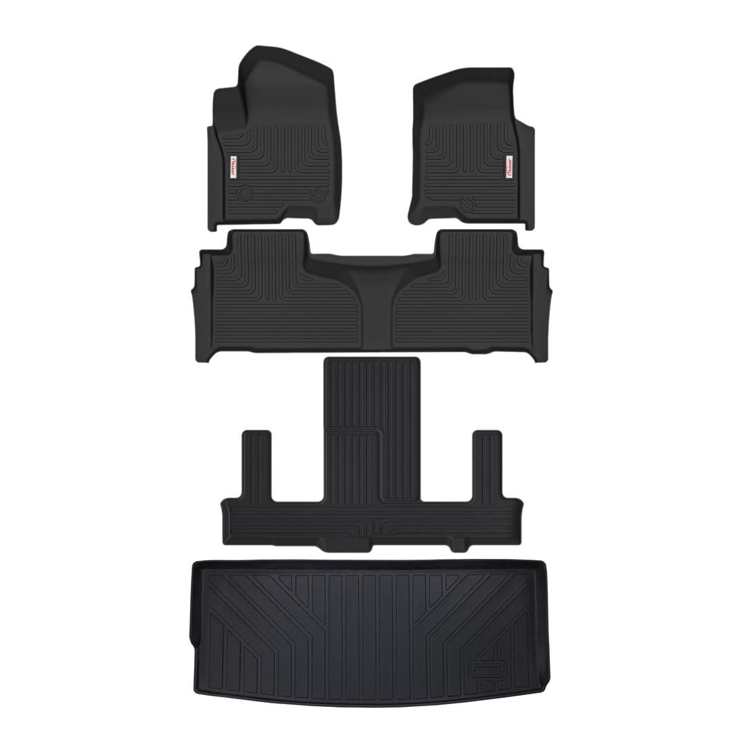 Tesson Floor Mats & Trunk Mat for Nissan Murano 2025 2026,All Weather Protection Accessories Custom Full Set Liners Include 1st & 2nd Row Automotive Floor Mats TPE Winter Slush Car Liner Black