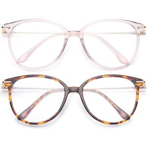 Gaoye Blue Light Blocking Glasses Women/Men, Fashion Cat Eye Fake Eyeglasses UV Ray Filter Computer Gaming Glasses (Pink+Tea Leopard)