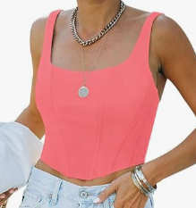 REORIA Women's Summer Sexy Square Neck Sleeveless Trendy Bustier Corset Crop Tank Tops (Linght Grey) Large REORIA Women's Summer Sexy Square Neck Sleeveless Trendy Bustier Corset Crop Tank Tops (Linght Grey) Large
