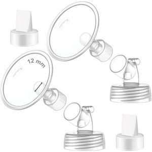 2X 12 mm Maymom Two-Piece Wide Neck Pump Parts Compatible with Spectra S1,Spectra S2 Pumps and 2 Valves; Incl Wide Mouth Flanges; Not Original Spectra Flange; (12mm Flange with Valve)