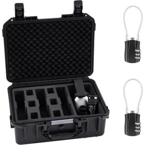 Pistol Case for Multiple Handguns TSA Approved Travel Pistols Box with 2 Locks Pre-cut Heavy Duty Waterproof (16.34 x 12.4 x 6.5 Inch, Black)