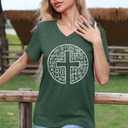 Easter Shirt Women Cute Bunny T Shirt Happy Easter Shirts Rabbit Graphic Easter Gift Tees Holiday V Neck Tops (XL)