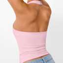 Trendy Queen Halter Tops for Women 2026 Summer Going Out Tops Backless Crop Sleeveless Workout Shirts Cute Y2k Clothes (Pink, XS)