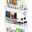 SPACEKEEPER Slim Rolling Storage Cart 4 Tier Bathroom Organizer Mobile Shelving Unit Utility Cart Tower Rack for Kitchen Laundry Narrow Places, White