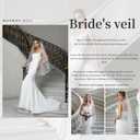1 Tier Crystal Pearl Beaded Edge Bridal Wedding Veil Fingertip Length (White) 40"*63"