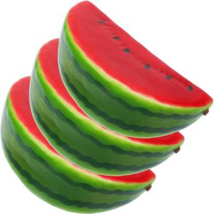3pcs Artificial Fruits Watermelon Decorations Tabletop Decor Photo Prop Realistic Watermelon Slice Fake Watermelon Slices Desktop Model Showpiece Fruit Slices Foam Watermelon Decor