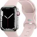 2 x JXGM Compatible with Apple Watch Band 38mm 40mm 42mm 44mm, Soft Silicone Sport Wristbands Replacement Strap for iWatch Series SE 6 5 4 3 2 1 Sport Edition for Women Men (Pink Sand, 42mm/44mm S/M)