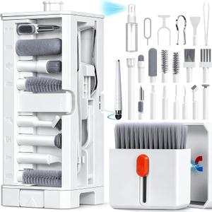 32 in 1 Cell Phone Cleaning kit with Charging Port Cleaner,Stylus Pen,SIM Tool,Keyboard Brush,Speaker Brush,Electronic Cleaning kit for iPhone,AirPods,iPad,Keyboard,MacBook,Earbud,Camera Lens(White)
